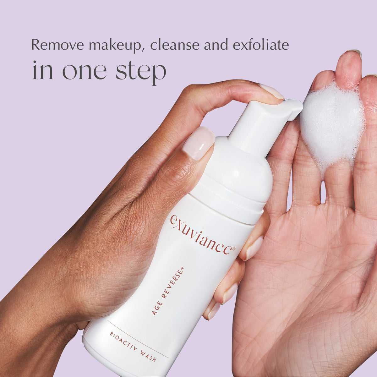 EXUVIANCE AGE REVERSE Foaming PHA Face Wash side view