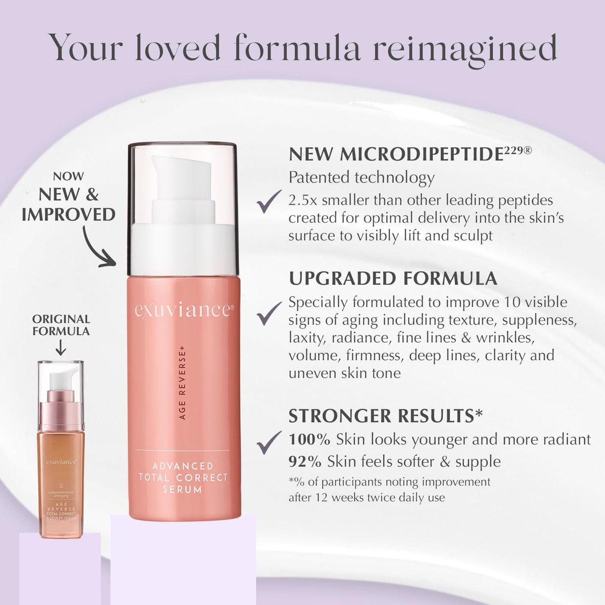 EXUVIANCE AGE REVERSE+ serum bottle with label