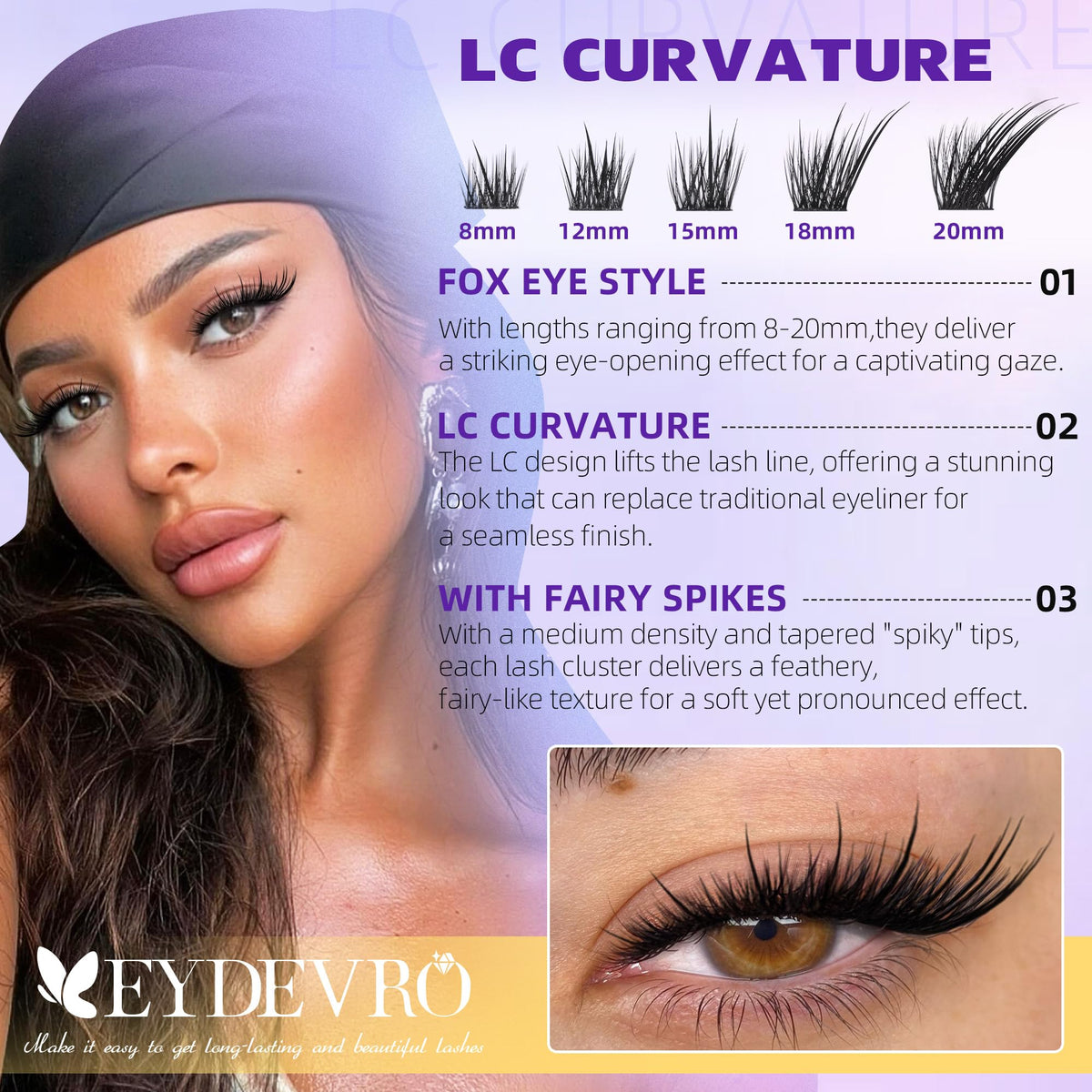 EYDEVRO lash clusters displayed in packaging