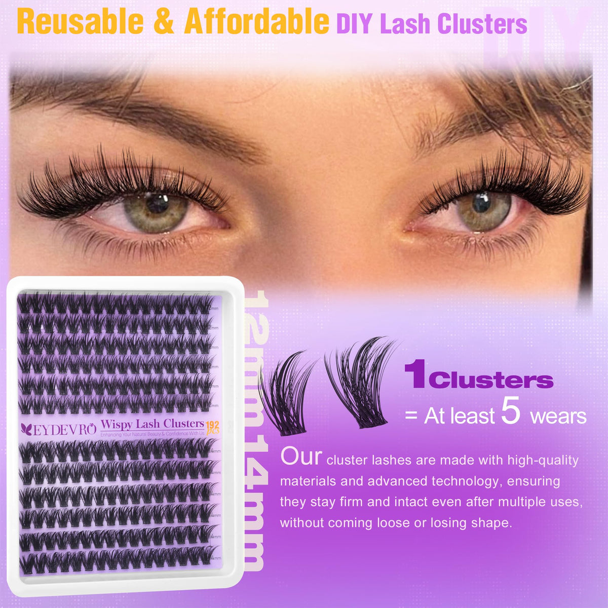 EYDEVRO lash clusters showcasing their natural appearance