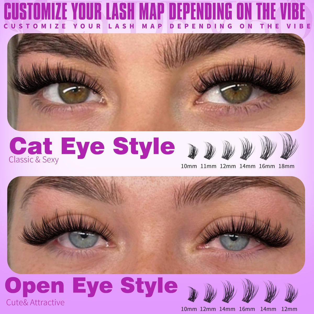 EYDEVRO Wispy Lash Clusters applied to model's eyes