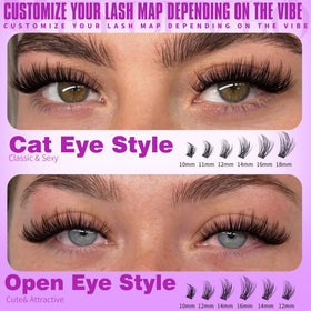 EYDEVRO Wispy Lash Clusters applied to model's eyes