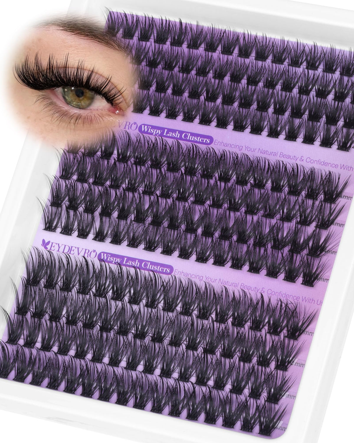 EYDEVRO Wispy Lash Clusters front view with 192 pieces