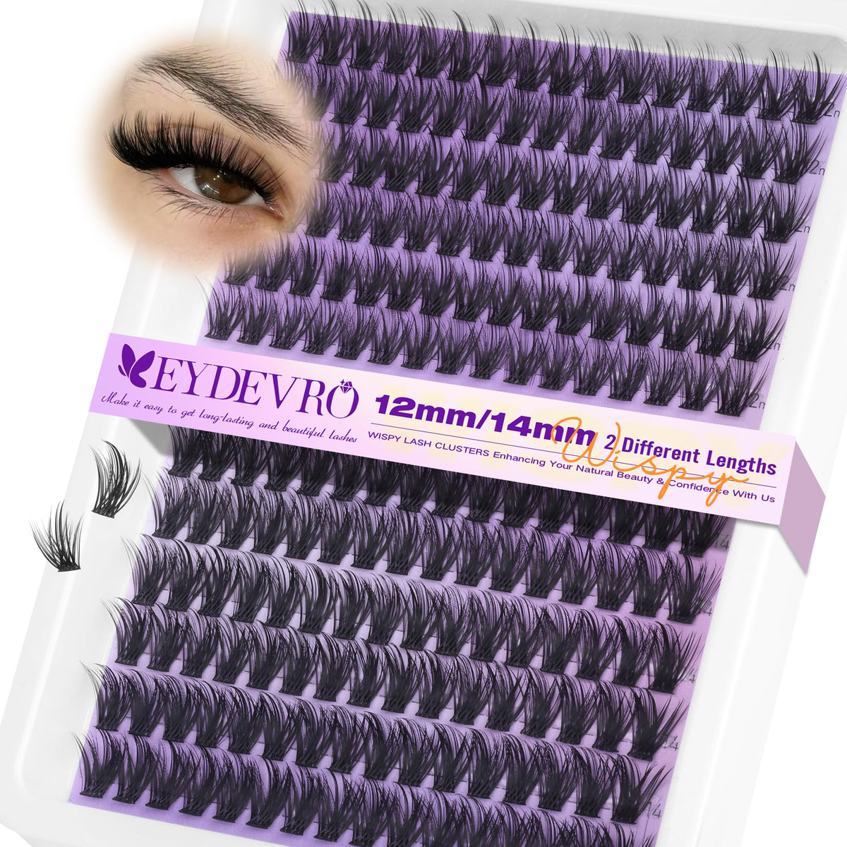 EYDEVRO Wispy Lash Clusters front view with natural design