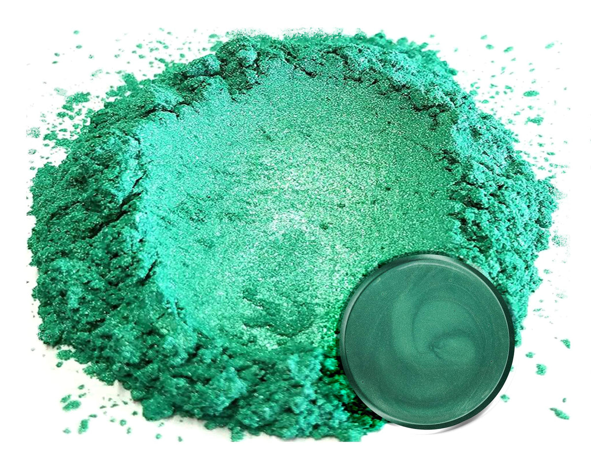 Eye Candy Green Mica Powder in artistic setup
