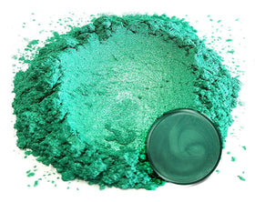 Eye Candy Green Mica Powder in artistic setup