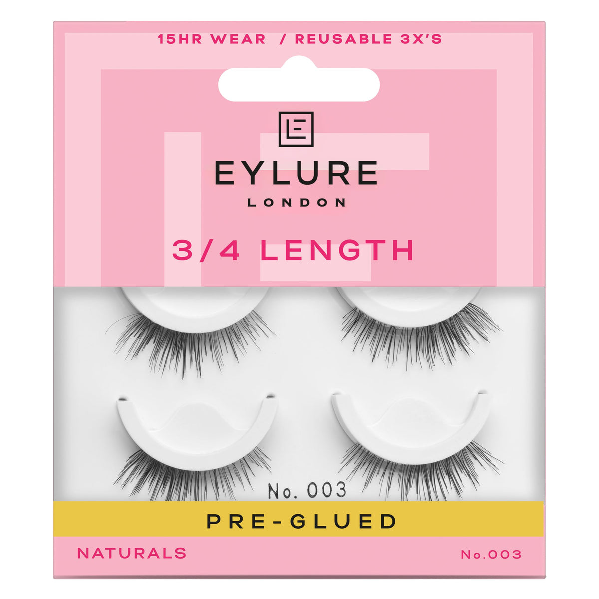 Eylure Pre-Glued False Eyelashes No. 003 front view packaging