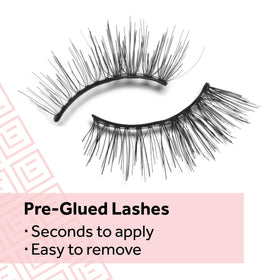 Eylure Pre-Glued False Eyelashes No. 003 in hand for size reference