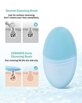 EZBASICS Silicone Facial Cleansing Brush in use during shower