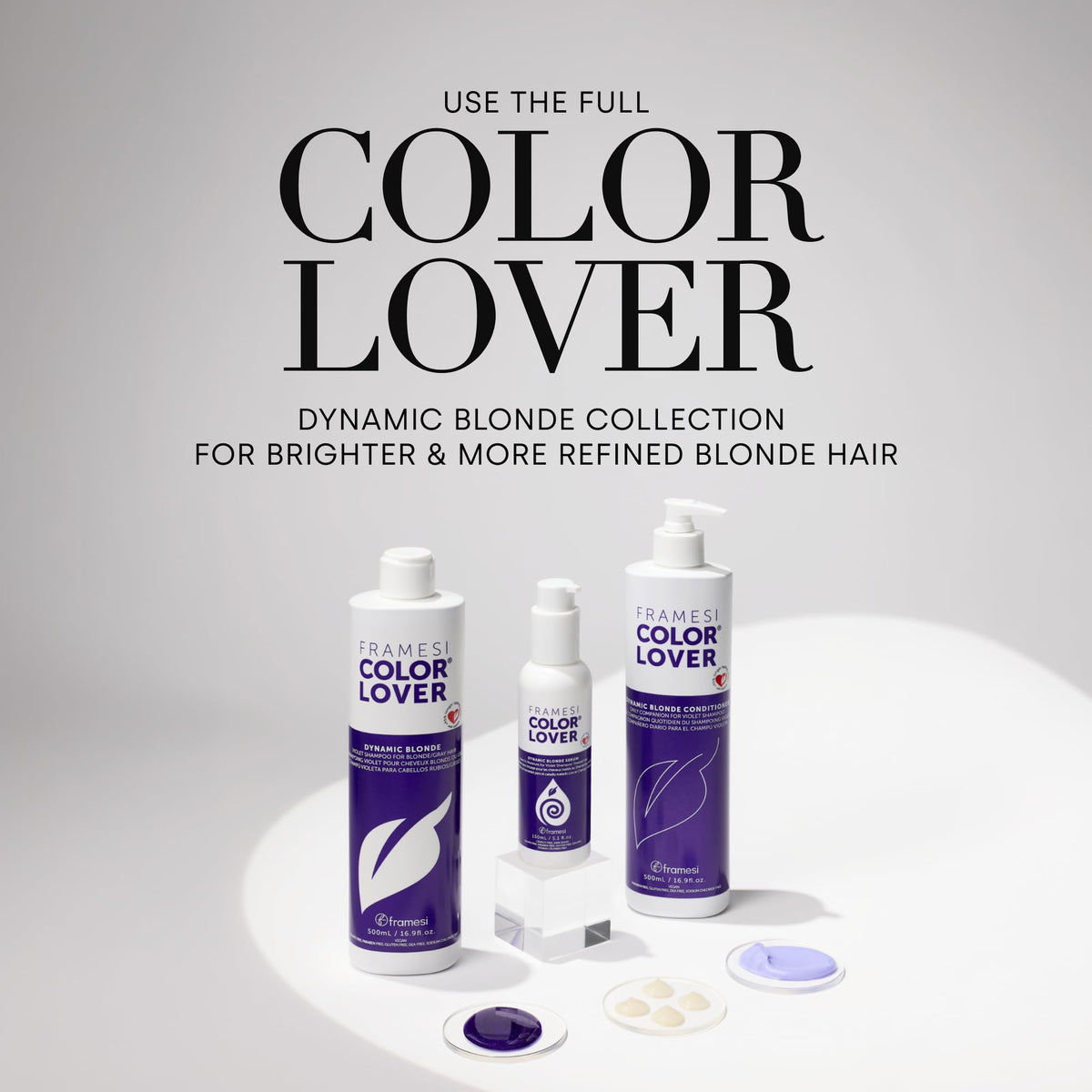 F Framesi Color Lover Dynamic Blonde Conditioner on a bathroom shelf