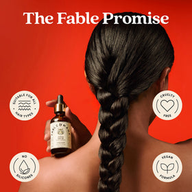 Fable & Mane Hair Oil HoliRoots Serum on wooden background