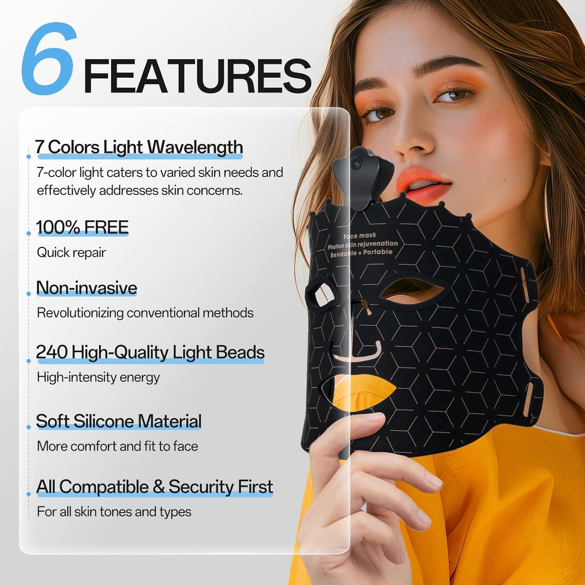 Facego Red Light Mask showing 7 colour options