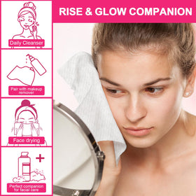 FACEMADE Disposable Travel Towels being used for makeup removal