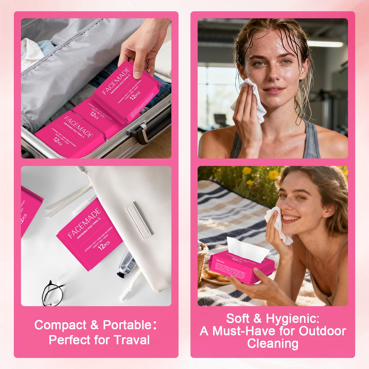 FACEMADE Disposable Travel Towels packaging