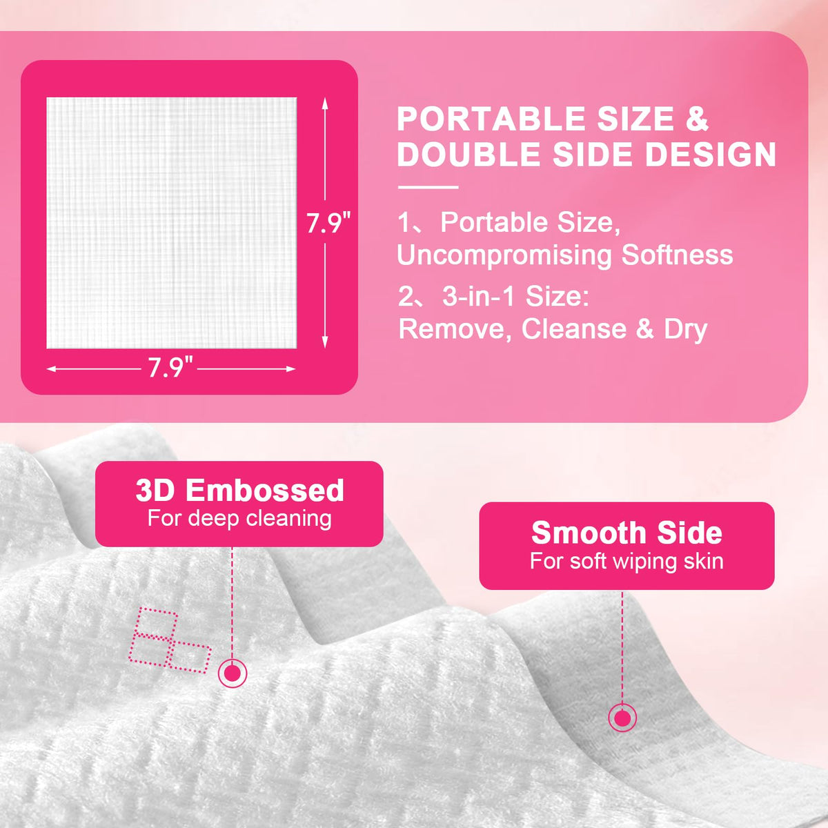 FACEMADE Disposable Travel Towels smooth side close-up