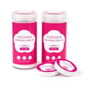 FACEMADE Premium Compressed Towels 20 count packaging front view