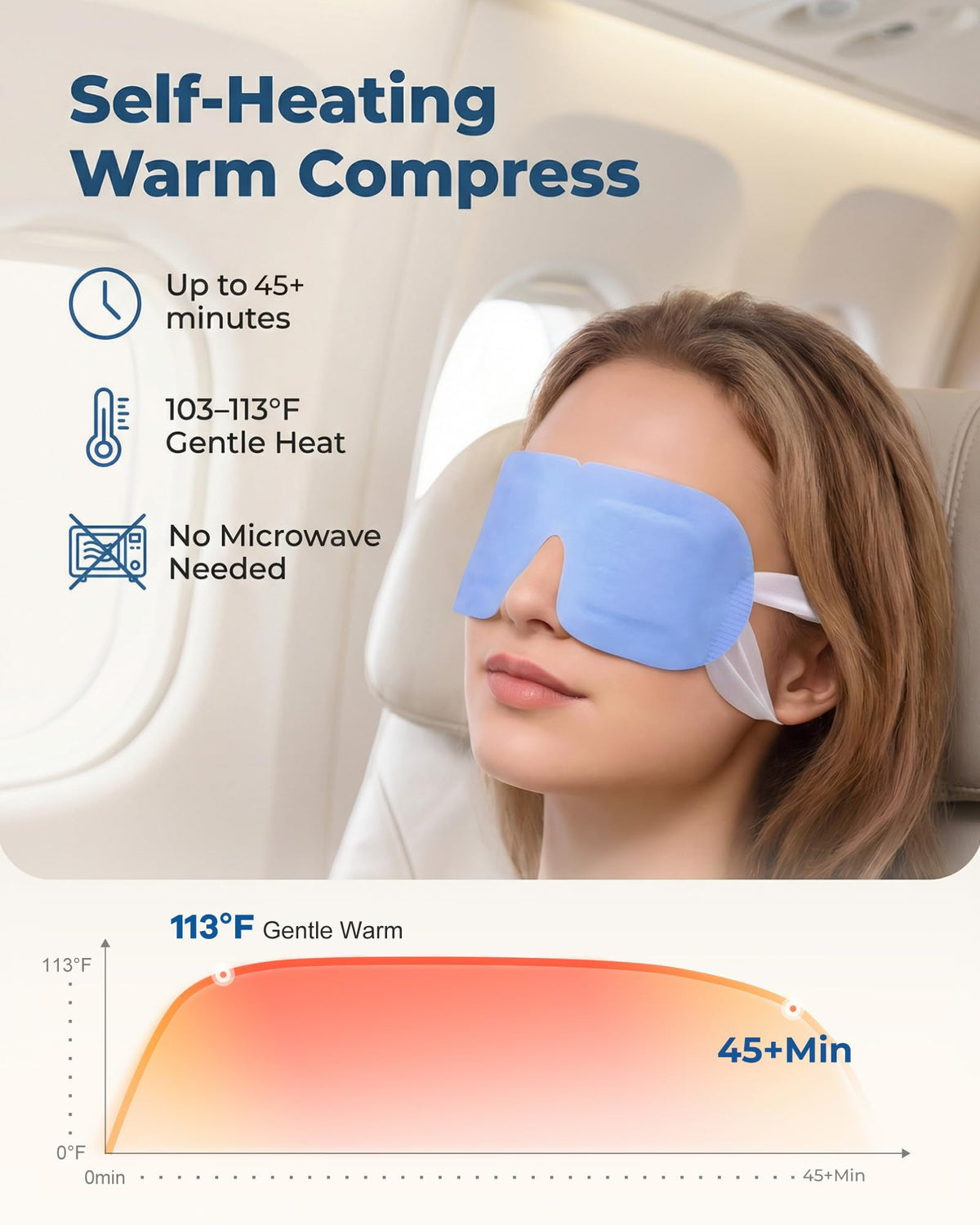 Facemoon Self Heating Steam Eye Mask in use on a person