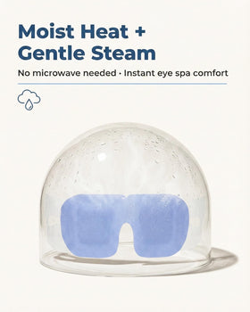 Facemoon Self Heating Steam Eye Mask showing warm compress effect