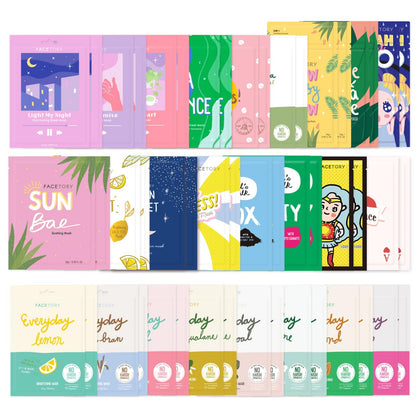 FACETORY 50 Collection Korean Face Mask Variety Pack front view
