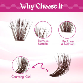 FADLASH Brown Lash Clusters D Curl on model