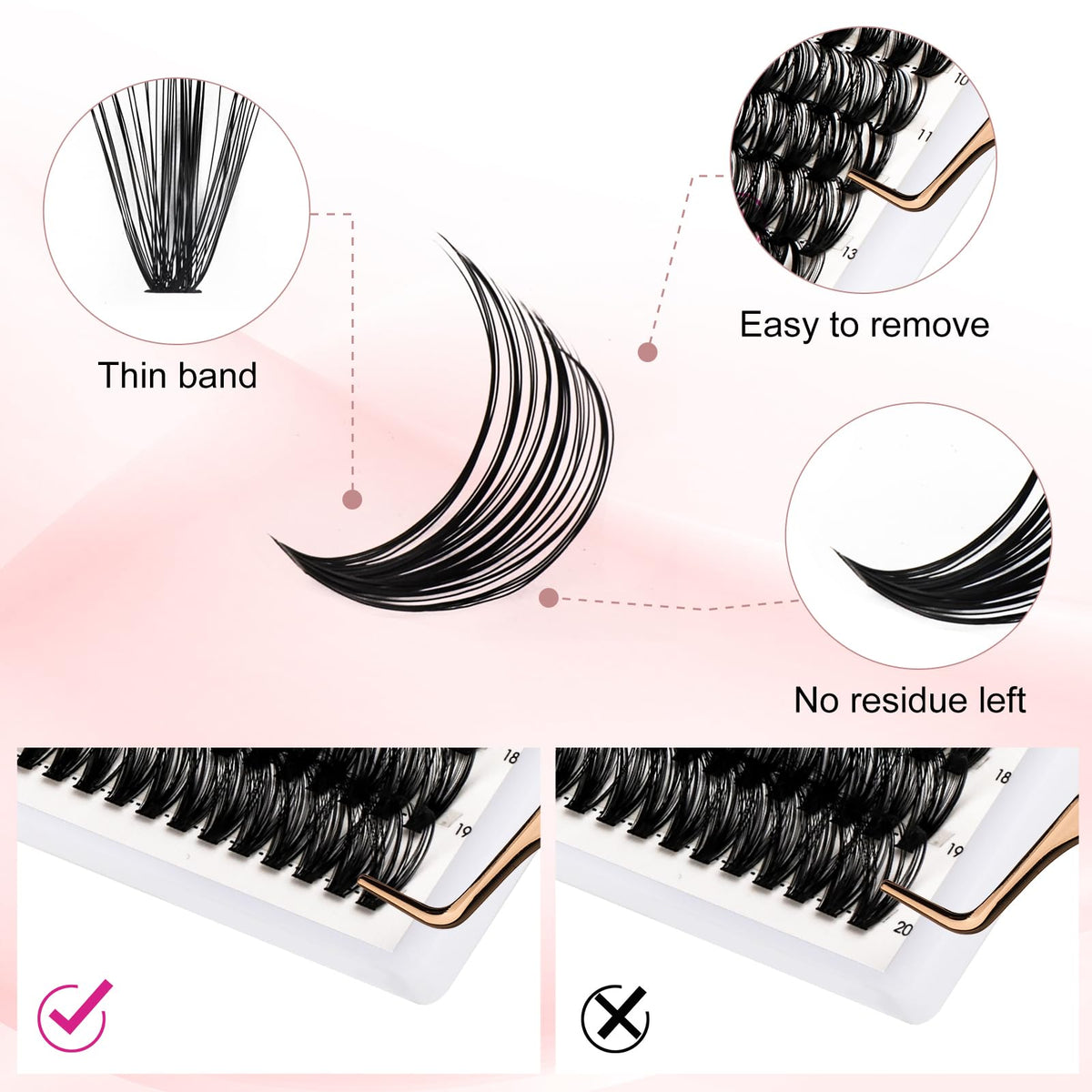 FADLASH Cluster Lashes 300Pcs application process demonstration
