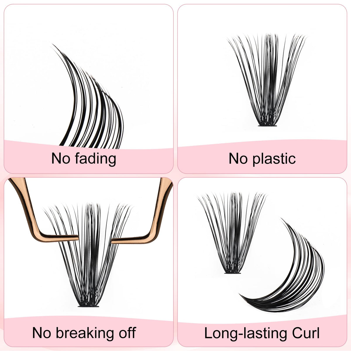 FADLASH Cluster Lashes 300Pcs C Curl lash clusters on display
