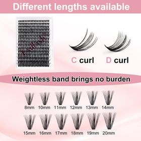 FADLASH Cluster Lashes 300Pcs mixed lengths 8-20mm