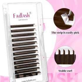 FADLASH Dark Brown Easy Fan Eyelash Extensions in use
