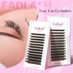 FADLASH Dark Brown Easy Fan Eyelash Extensions on a model
