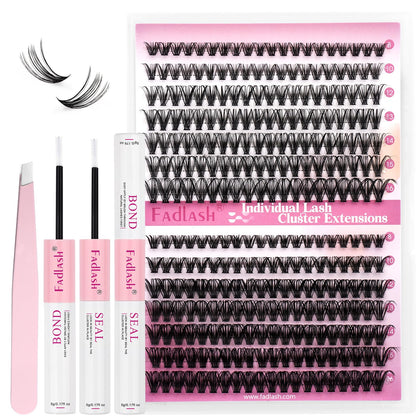 FADLASH DIY Eyelash Extension Kit with 240 cluster lashes