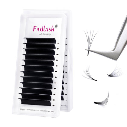 FADLASH Easy Fan Lash Extensions 0.07 14mm D Curl front view