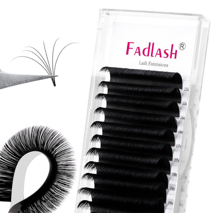 FADLASH Eyelash Extensions D Curl 0.07 15-20mm Mixed Tray front view