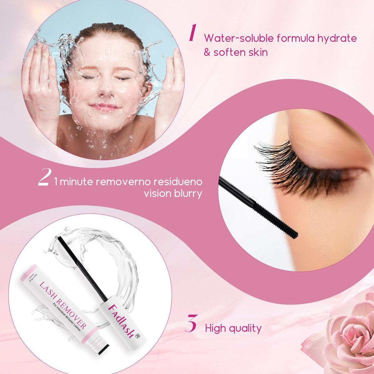 FADLASH Eyelash Glue Remover in use on cluster lashes