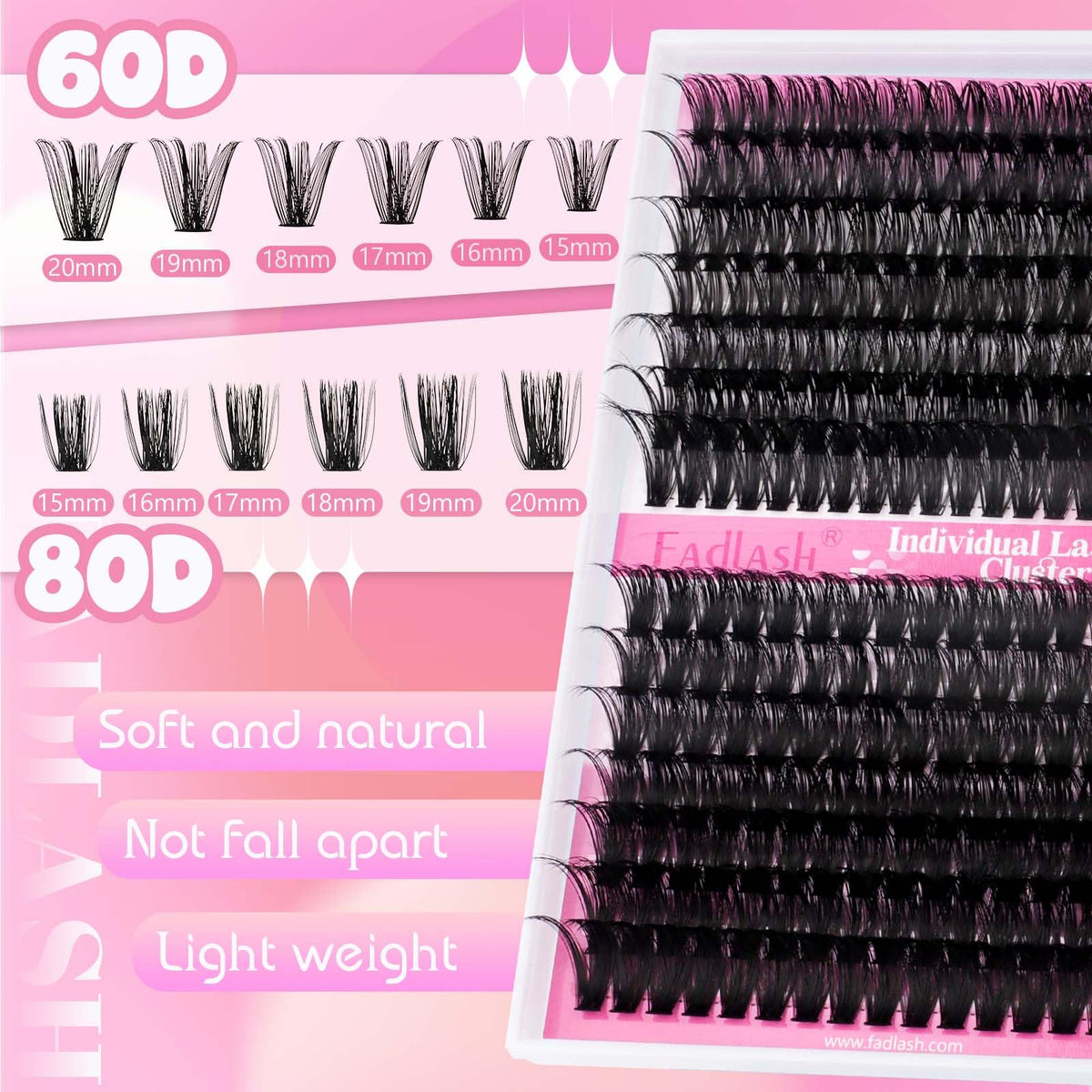 FADLASH Fluffy Eyelash Clusters close-up of individual lashes