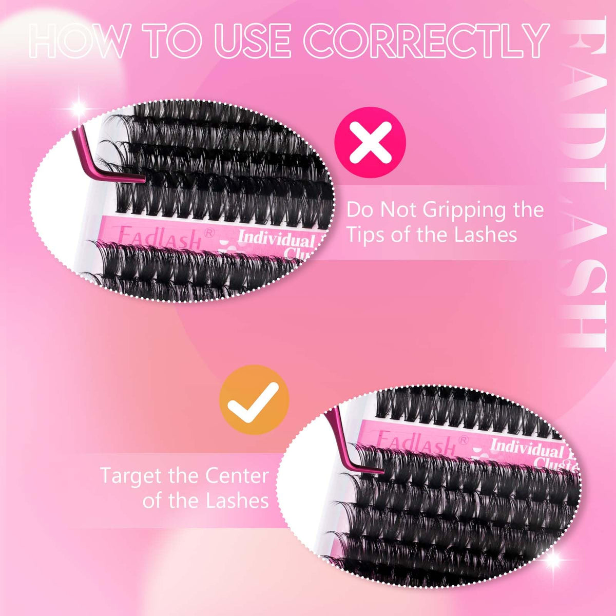 FADLASH Fluffy Eyelash Clusters side view showcasing fluffiness