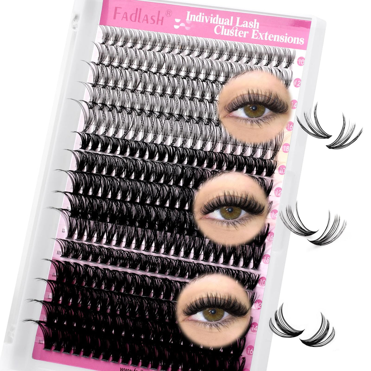 FADLASH Individual Lashes 300pcs mixed cluster lashes front view