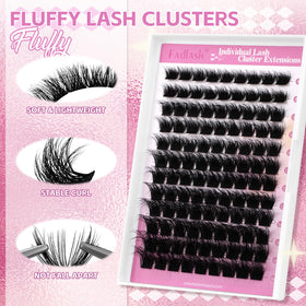 FADLASH Lash Cluster Eyelash Extensions close-up of individual clusters