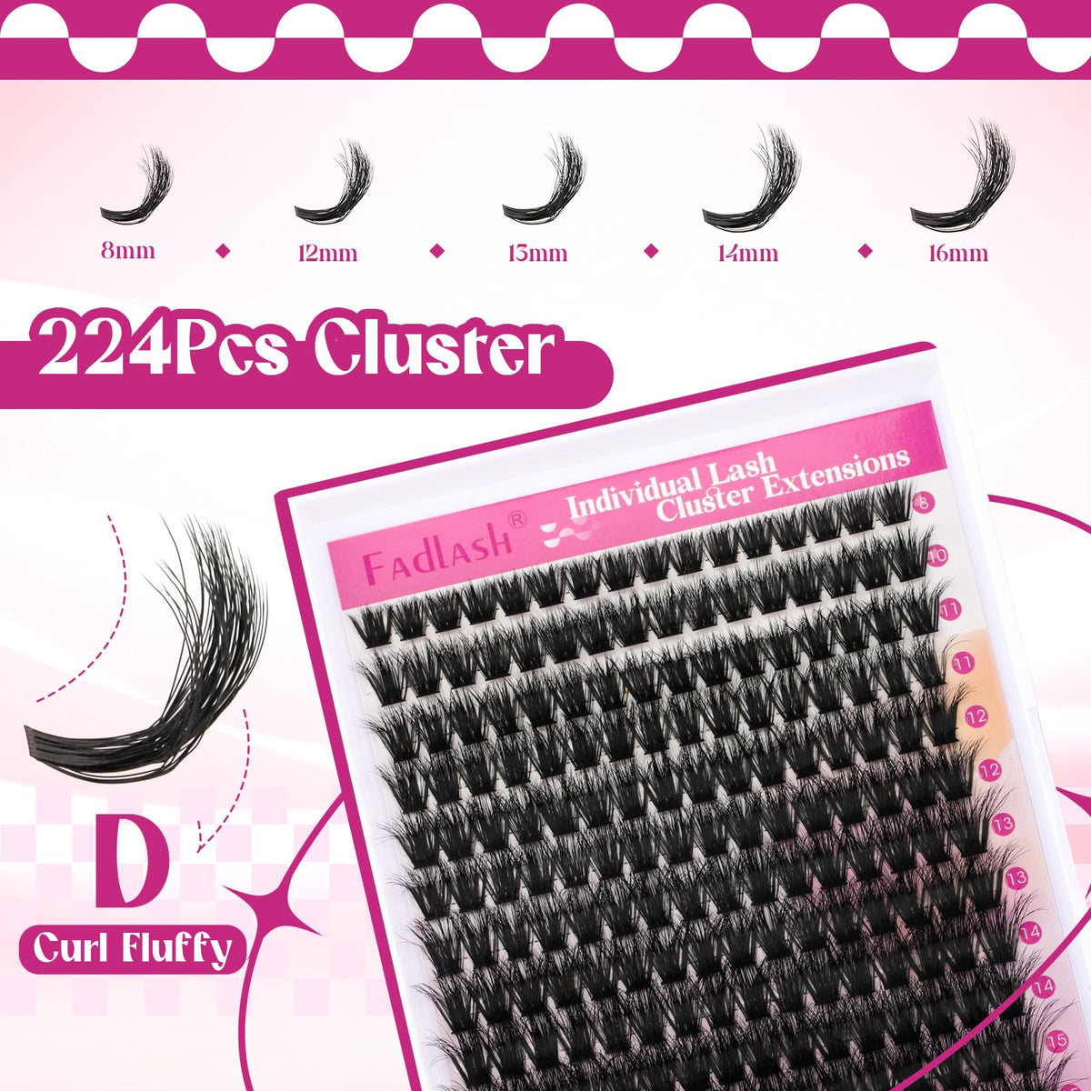 FADLASH Lash Clusters 100D close-up of individual lashes