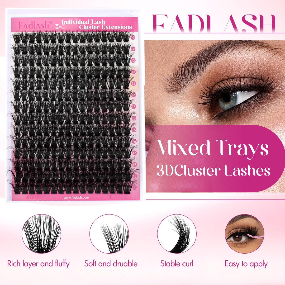 FADLASH Lash Clusters 100D close-up of lash texture