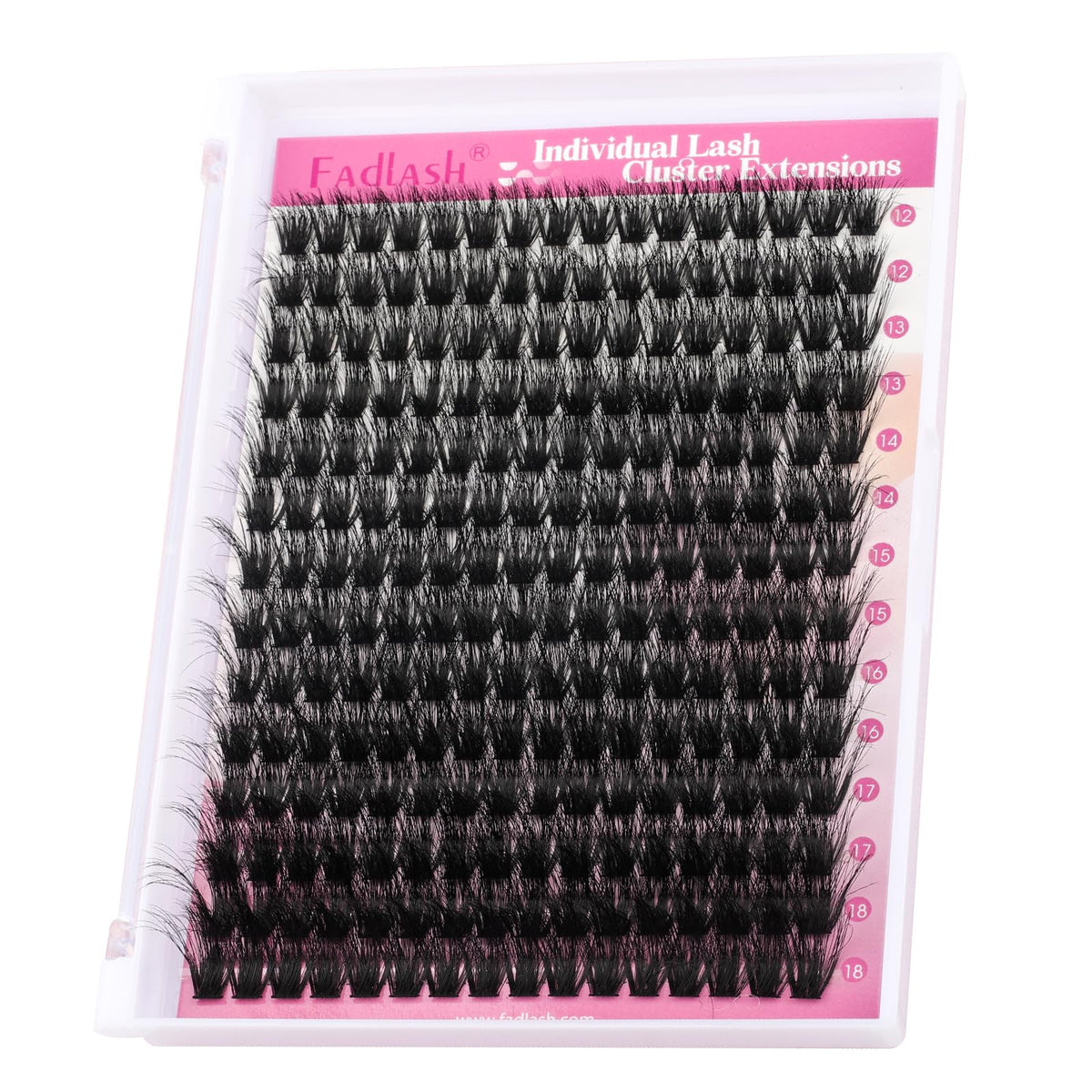 FADLASH Lash Clusters 100D displayed on a makeup table