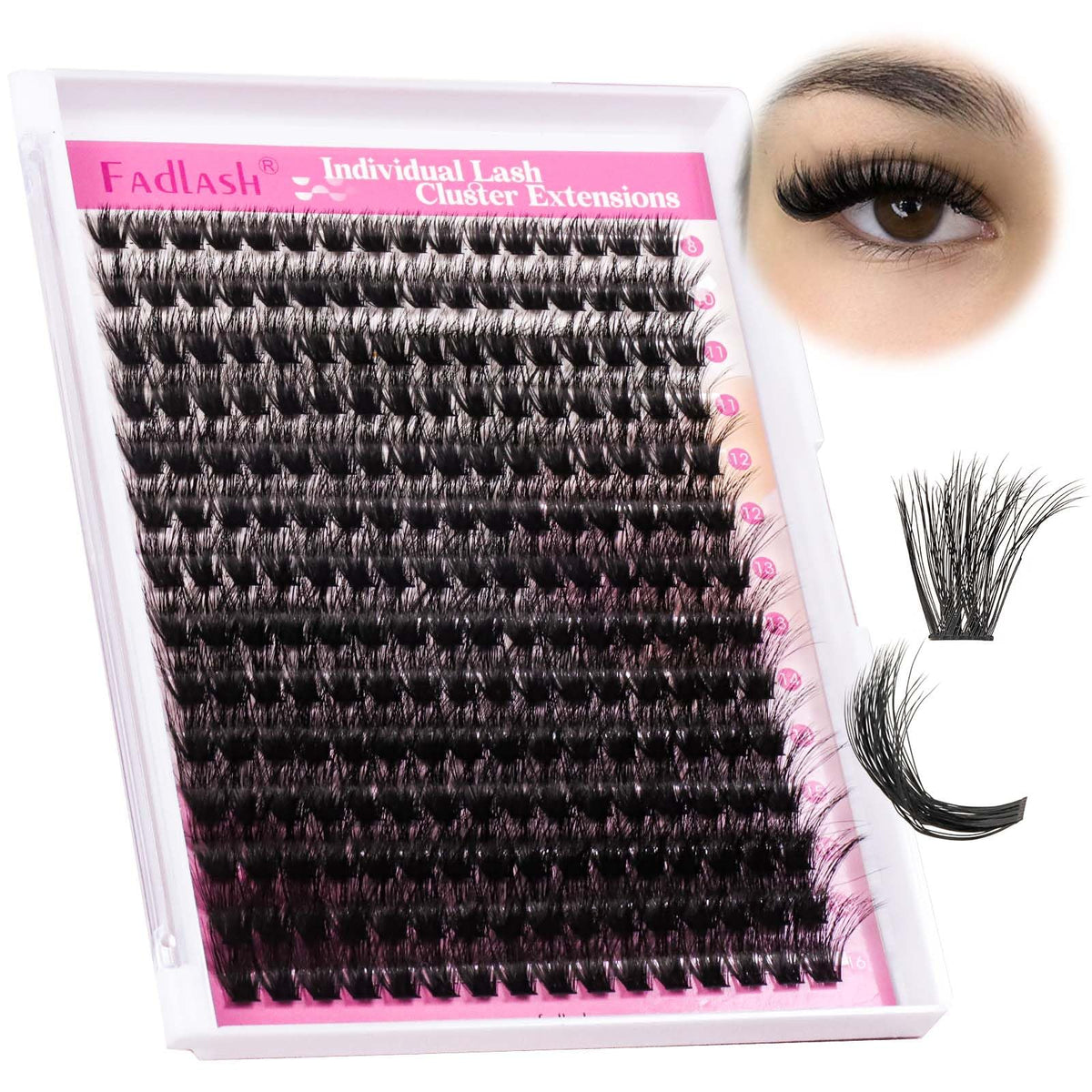 FADLASH Lash Clusters 100D individual lashes in use