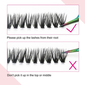 FADLASH Lash Clusters 40D D Curl on a model's eyes