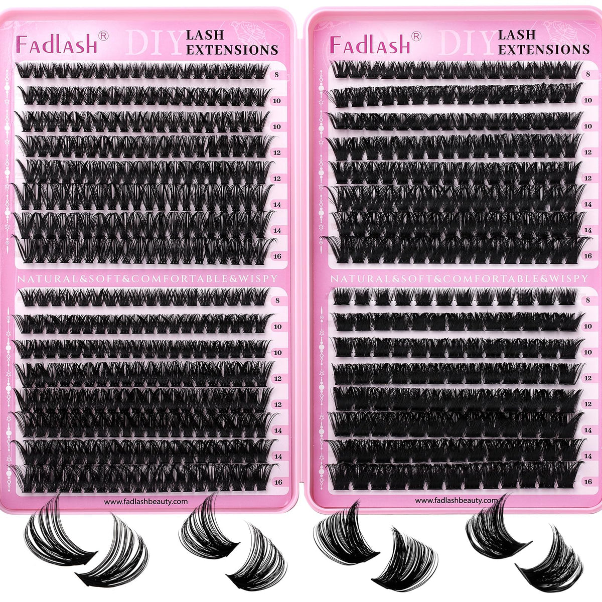 FADLASH Lash Clusters 552Pcs pack front view