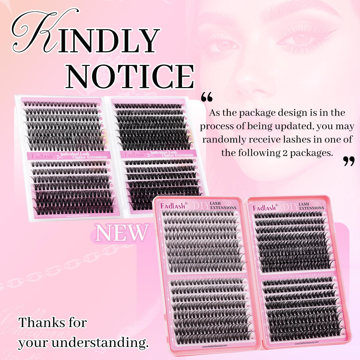 FADLASH Lash Clusters 640Pcs overview with fibres