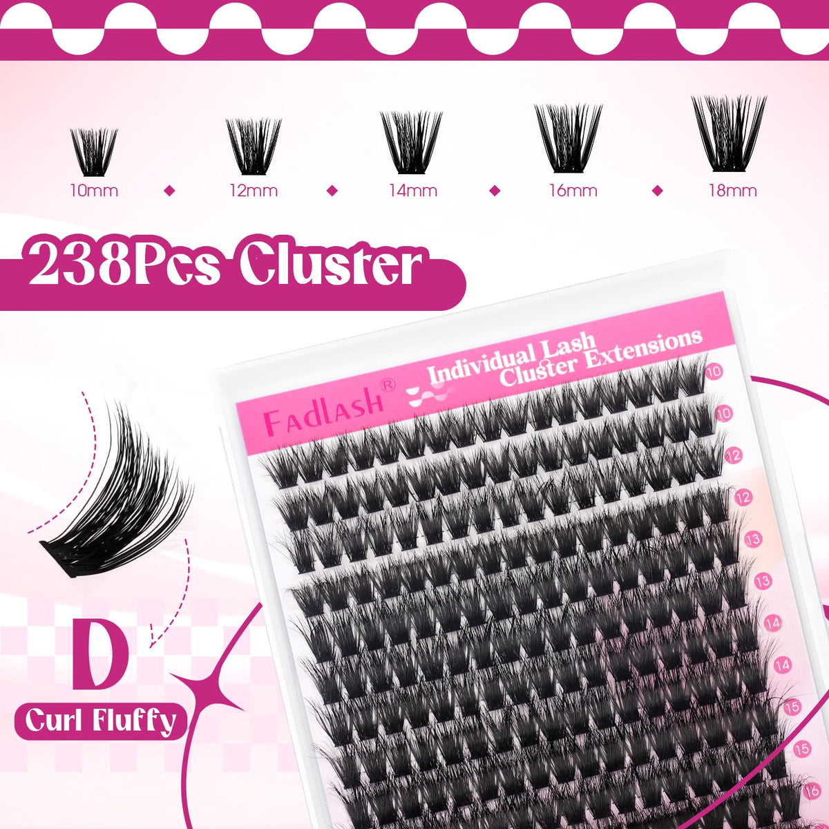 FADLASH Lash Clusters 80D packaging side view