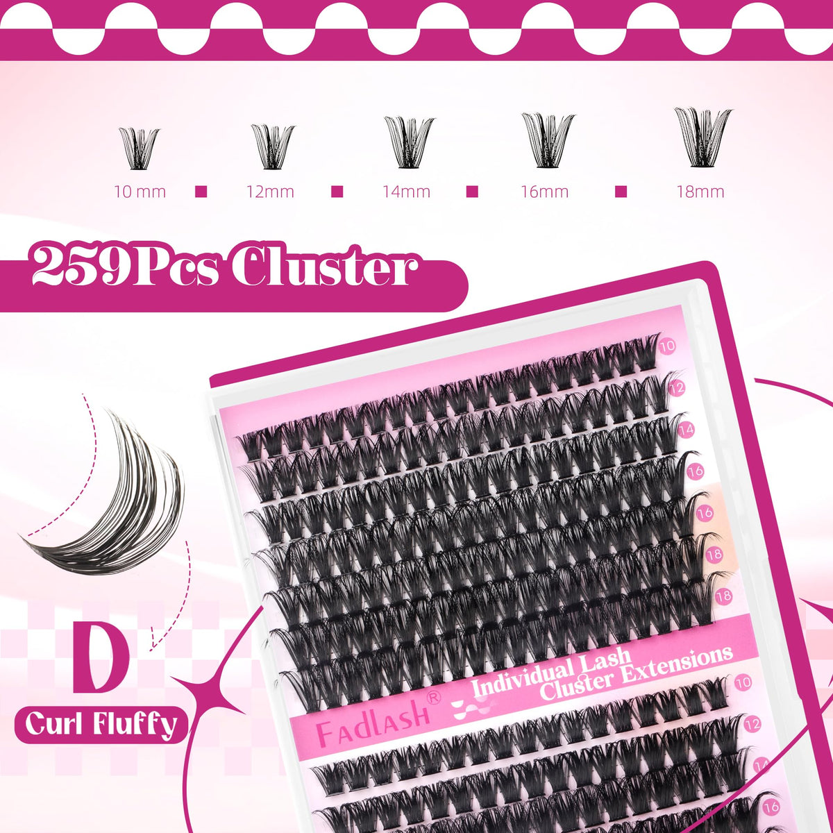 FADLASH Lash Clusters close-up of fluffy individual lashes
