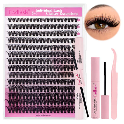 FADLASH Lash Clusters Kit 40D with tray of individual lashes