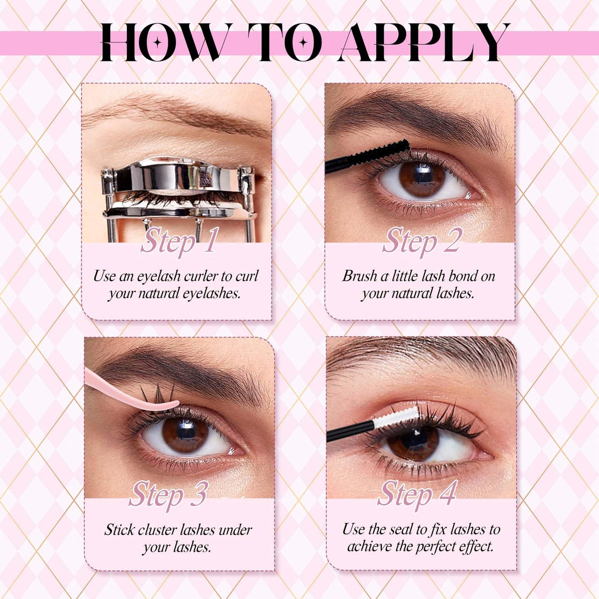 FADLASH Lash Clusters Kit showing natural wispy look