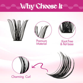 FADLASH Lash Clusters mixed lengths displayed on a table