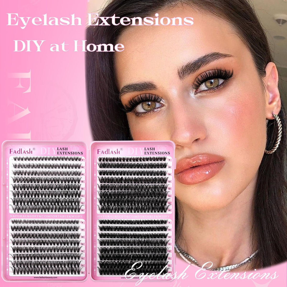 FADLASH Lash Clusters natural D curl close-up